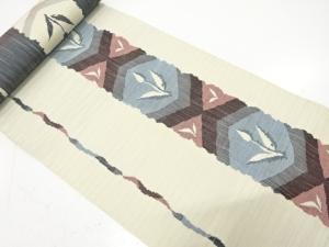 アンティーク　縞に花模様織り出し　八寸帯地反物